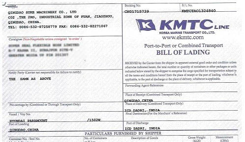 Master bill of lading