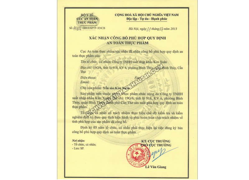 Mẫu giấy phép xuất khẩu